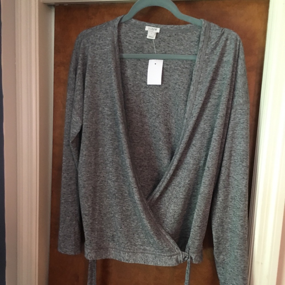 Gray wrap sweater